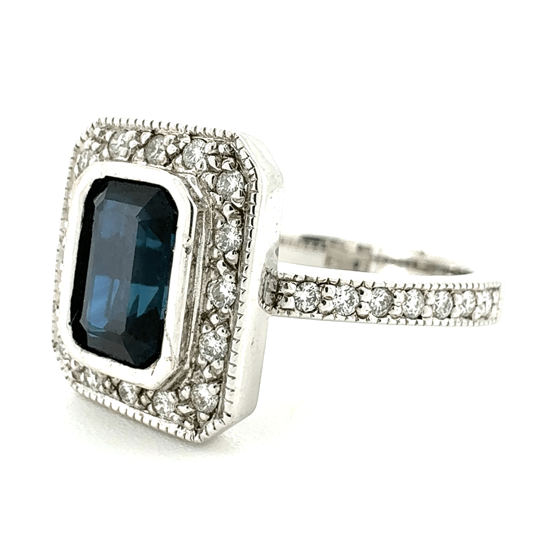 18ct White Gold Sapphire and Diamond Ring