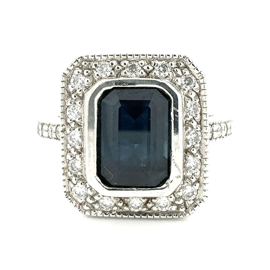18ct White Gold Sapphire and Diamond Ring
