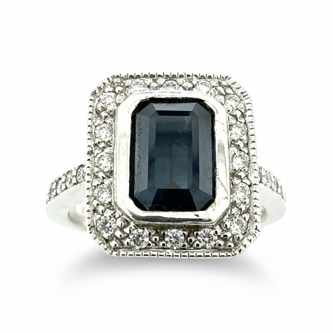 18ct White Gold Sapphire and Diamond Ring