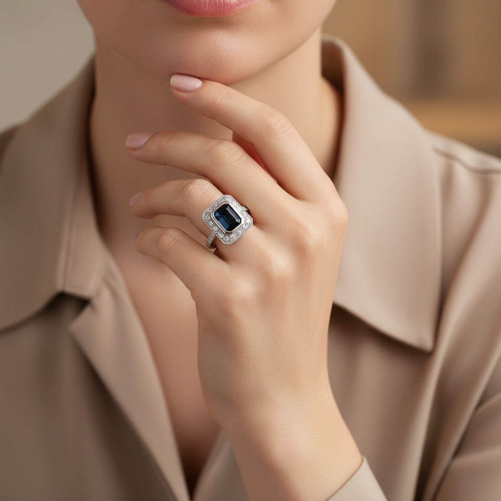 18ct White Gold Sapphire and Diamond Ring