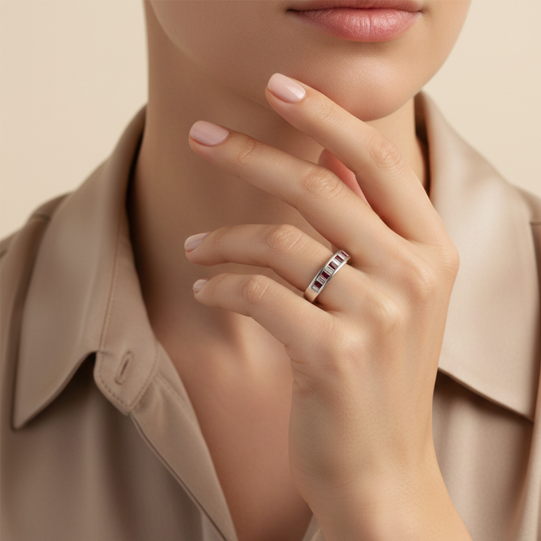 18ct White Gold Ruby And Diamond Ring