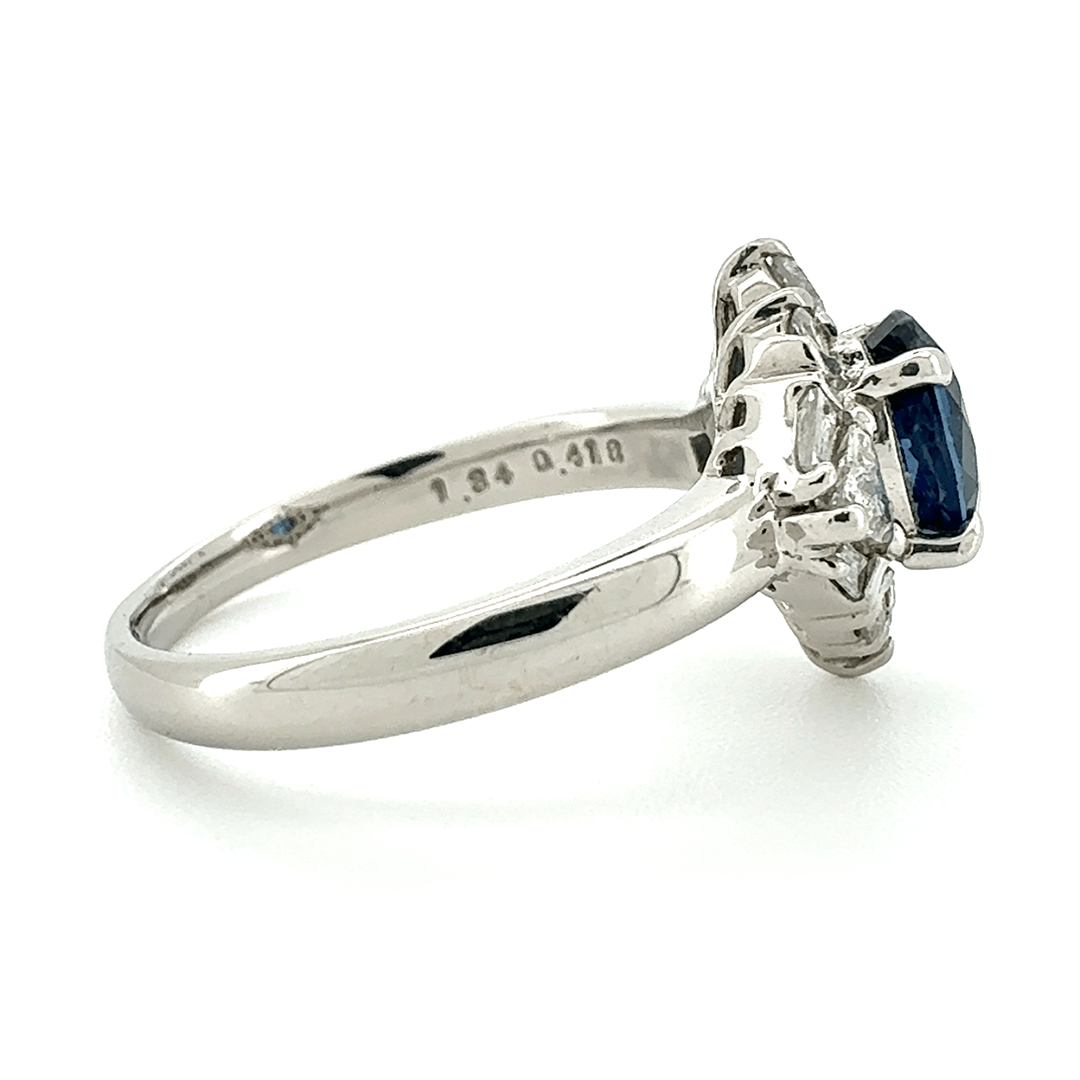 Platinum Sapphire and Diamond Ring