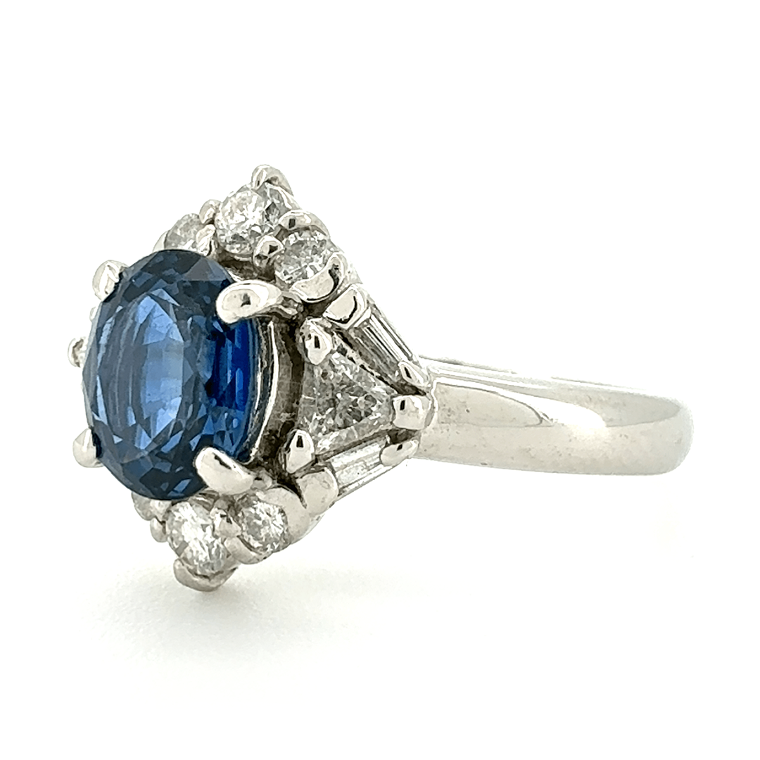 Platinum Sapphire and Diamond Ring