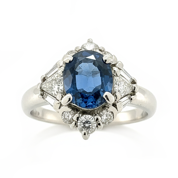 Platinum Sapphire and Diamond Ring