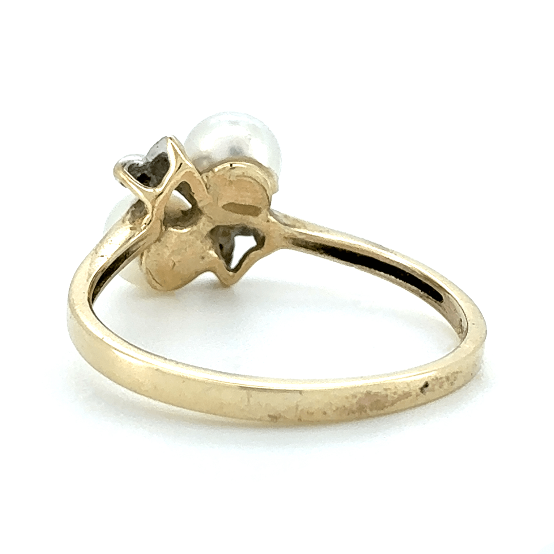 9ct Yellow Gold Pearl and Diamond Ring