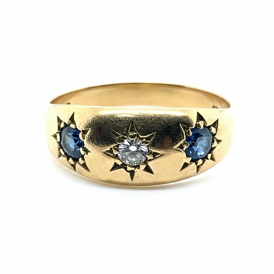 18ct Yellow Gold Antique Sapphire and Diamond Ring