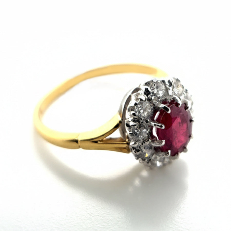18ct Yellow Gold Ruby and Diamond Ring