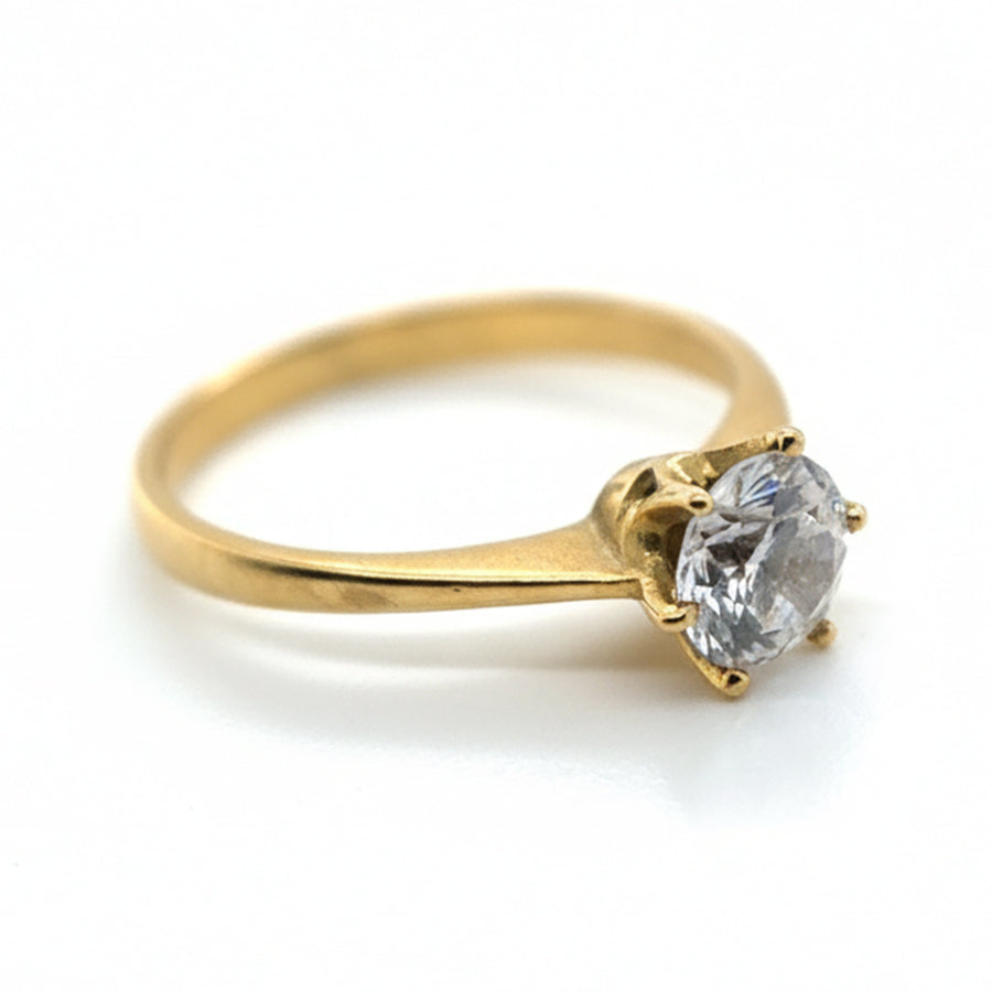18ct Yellow Gold Cubic Zirconia Solitaire Ring