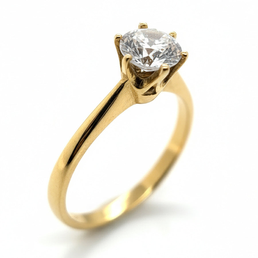 18ct Yellow Gold Cubic Zirconia Solitaire Ring