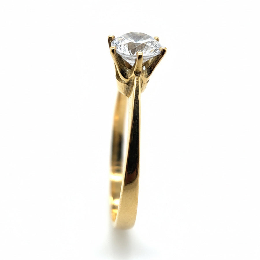 18ct Yellow Gold Cubic Zirconia Solitaire Ring