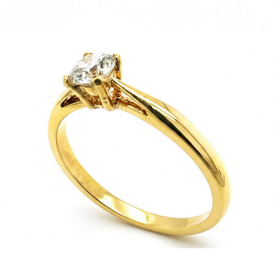 18ct Yellow Gold 0.3ct Round Brilliant Cut Solitaire Diamond Ring