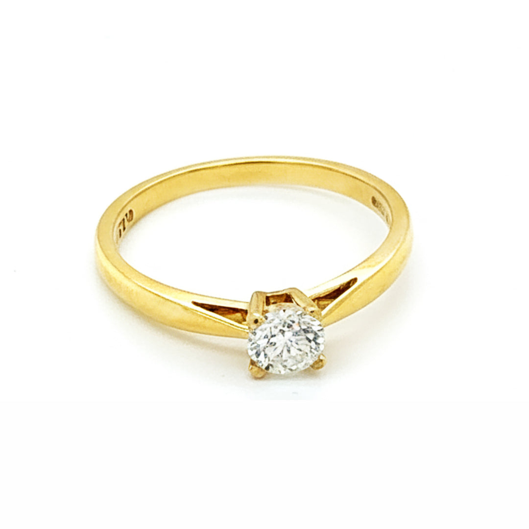 18ct Yellow Gold 0.3ct Round Brilliant Cut Solitaire Diamond Ring