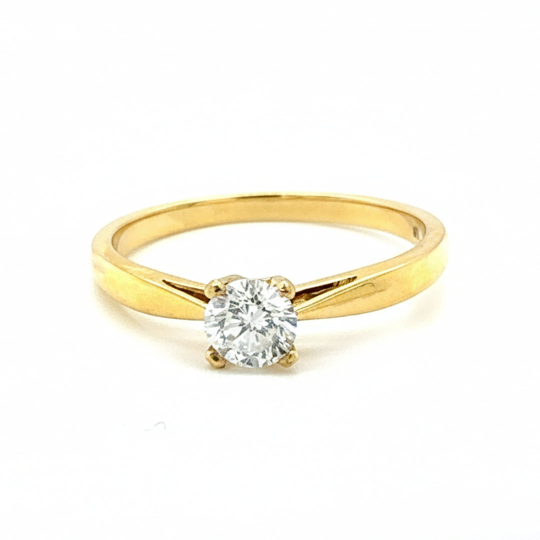 18ct Yellow Gold 0.3ct Round Brilliant Cut Solitaire Diamond Ring
