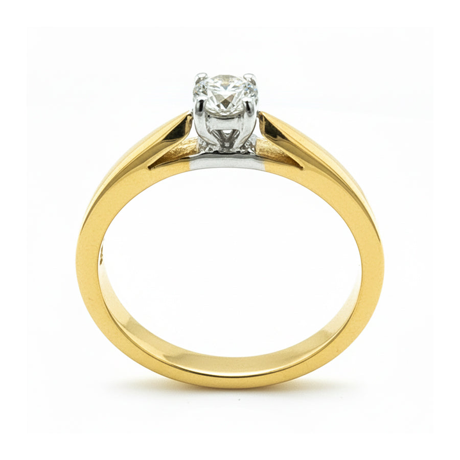 18ct Yellow Gold Round Brilliant Cut Diamond Solitaire Ring