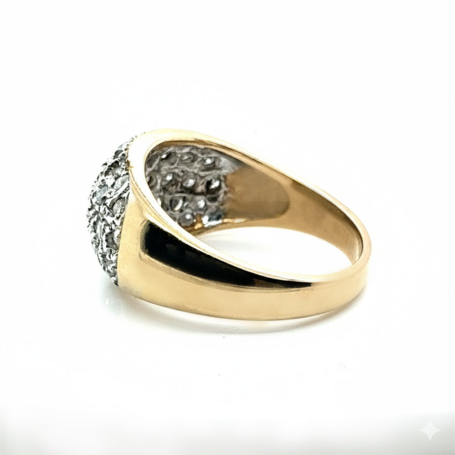 9ct Yellow Gold Pave Set Diamond Ring