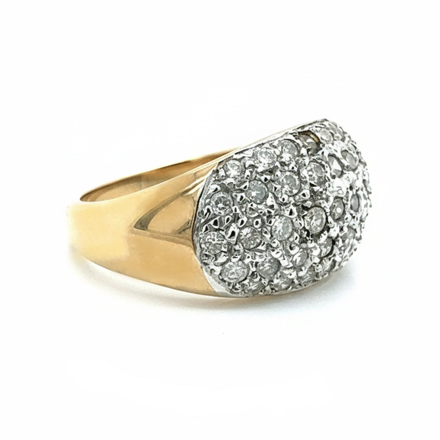9ct Yellow Gold Pave Set Diamond Ring