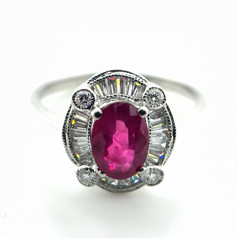 18ct White Gold Ruby and Diamond Ring