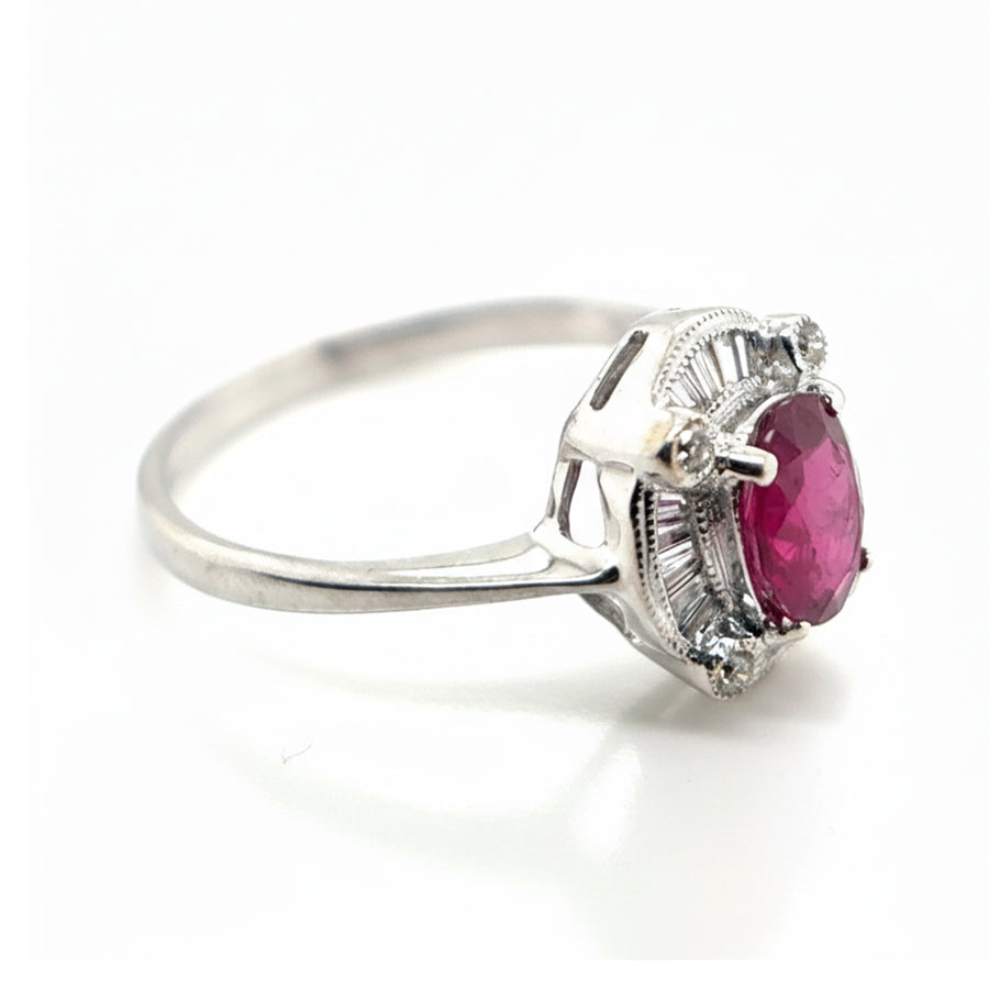 18ct White Gold Ruby and Diamond Ring