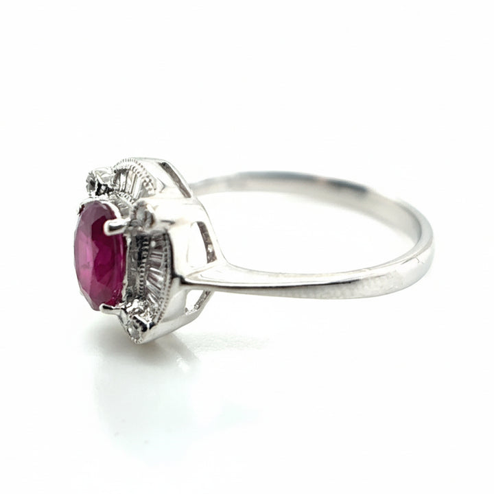 18ct White Gold Ruby and Diamond Ring