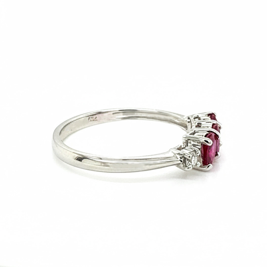 18ct White Gold Ruby And Diamond 5 Stone Ring