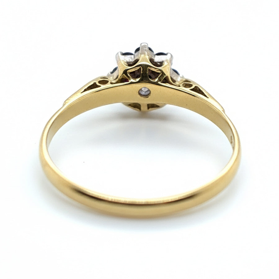 18ct Yellow Gold Ruby And Diamond Cluster Ring