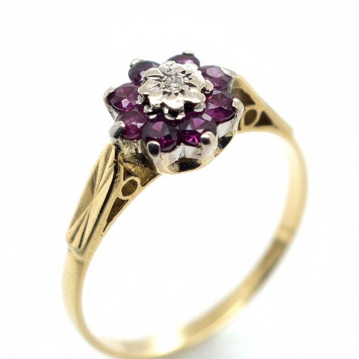 18ct Yellow Gold Ruby And Diamond Cluster Ring