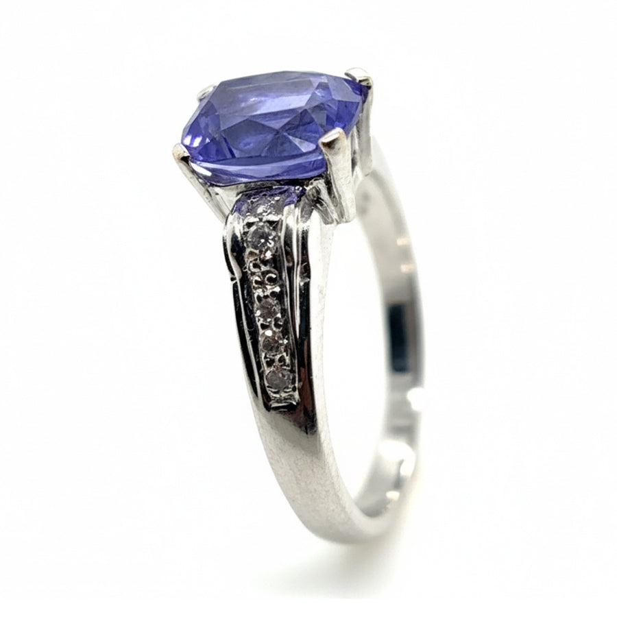 18ct White Gold Tanzanite And Diamond Ring