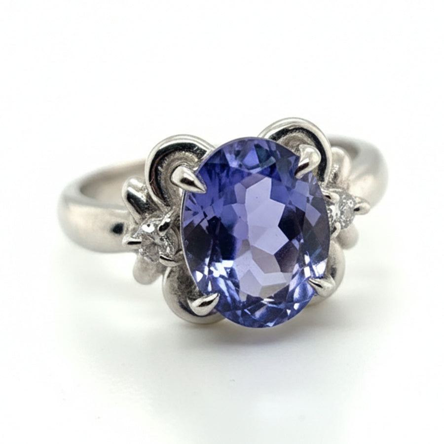 Platinum Tanzanite And Diamond Ring