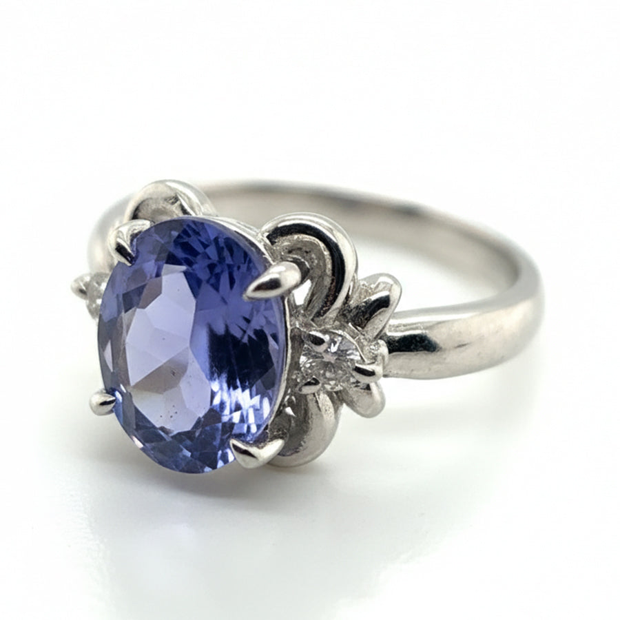 Platinum Tanzanite And Diamond Ring