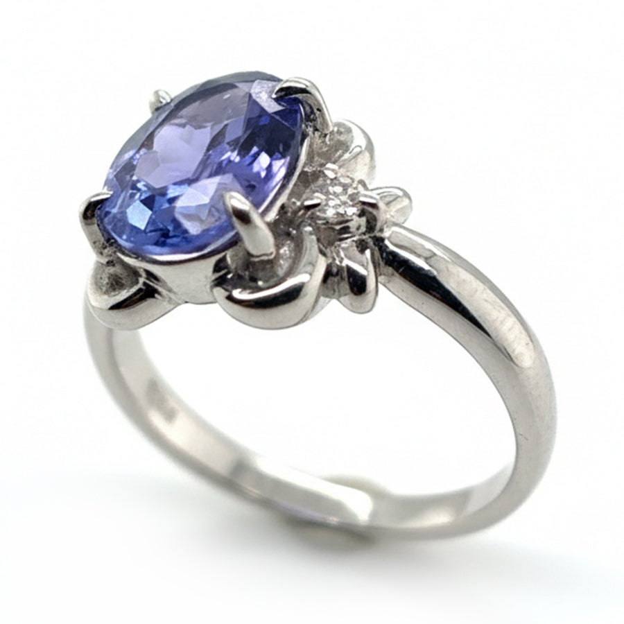 Platinum Tanzanite And Diamond Ring