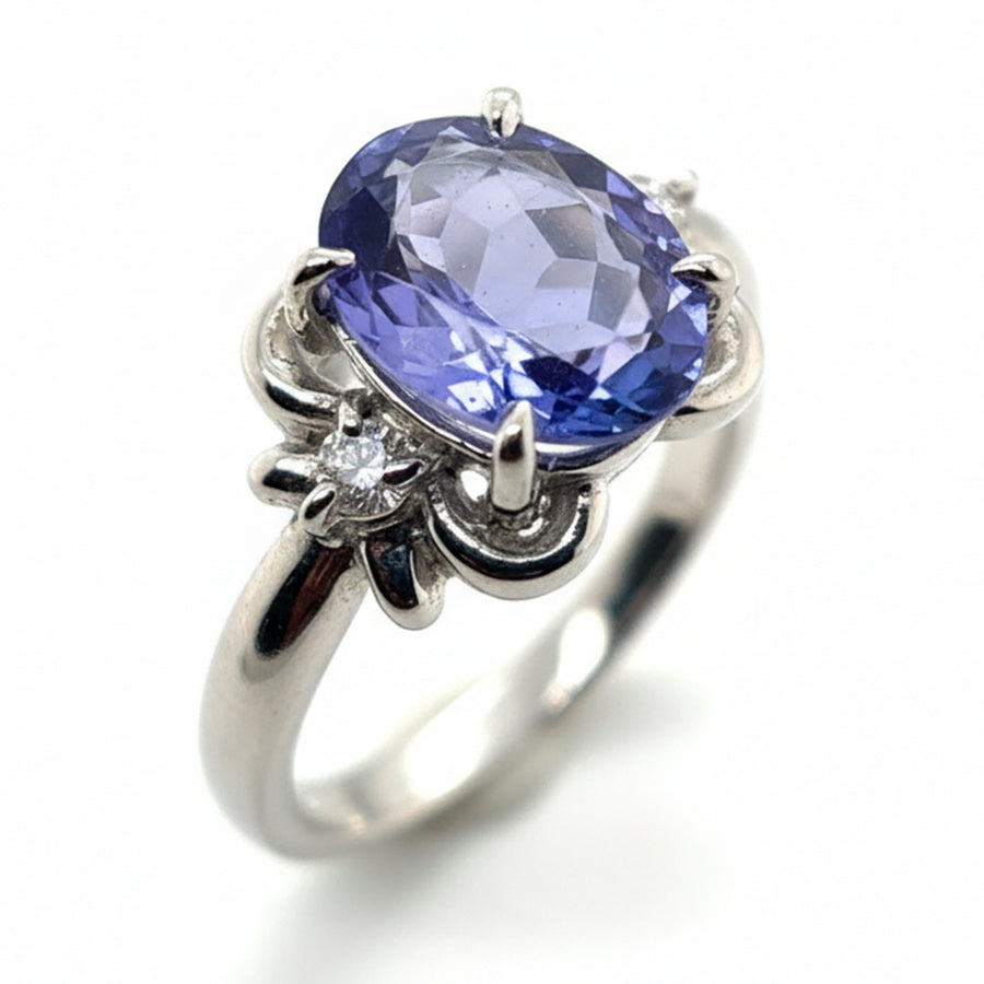 Platinum Tanzanite And Diamond Ring