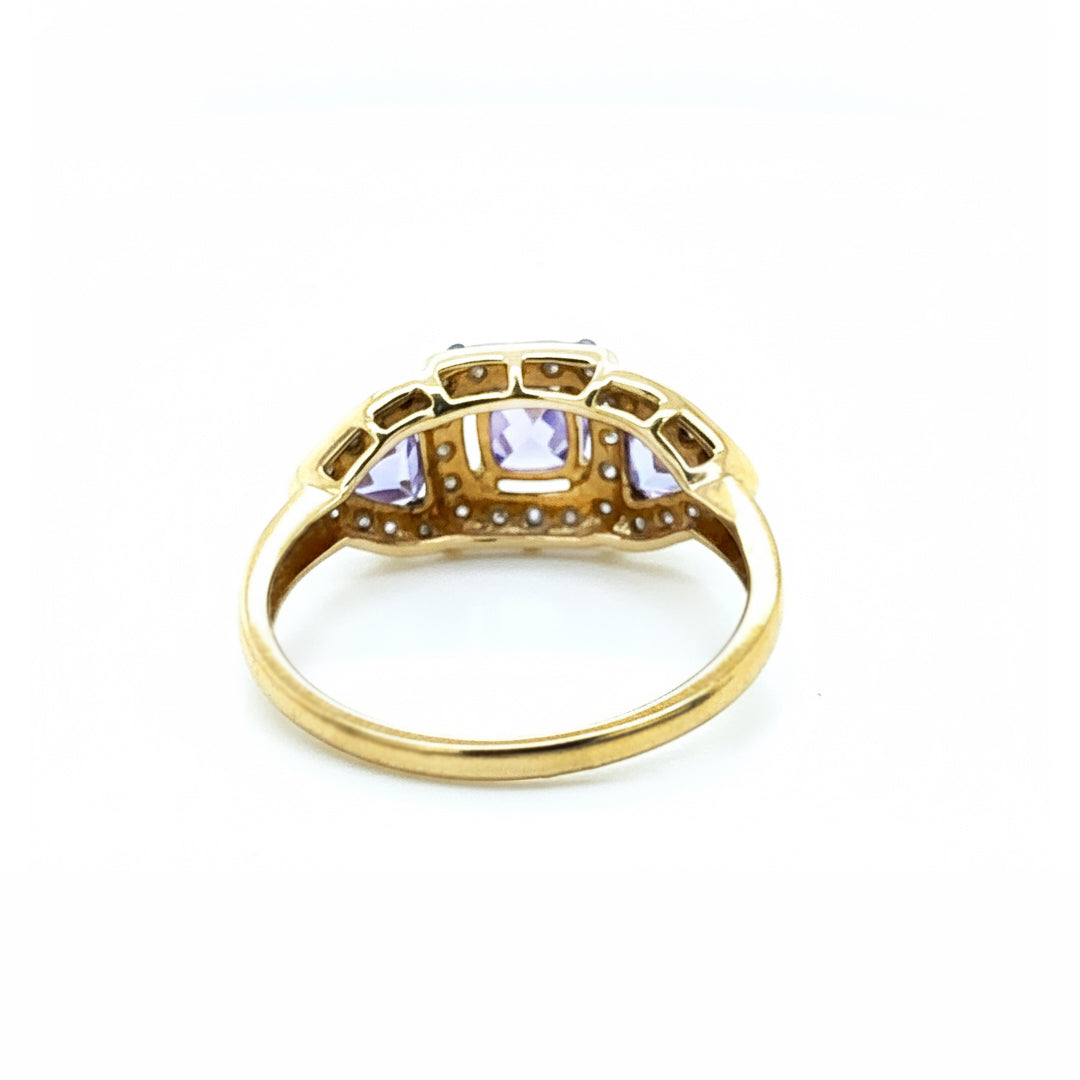 14ct Yellow Gold Tanzanite And Diamond Ring