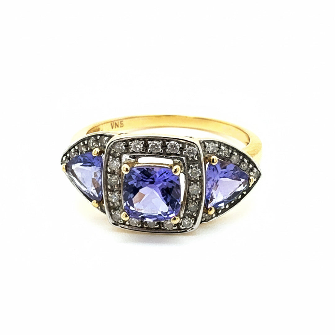 14ct Yellow Gold Tanzanite And Diamond Ring