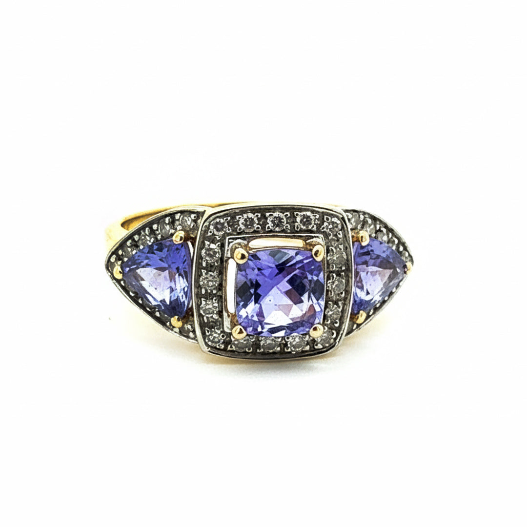 14ct Yellow Gold Tanzanite And Diamond Ring