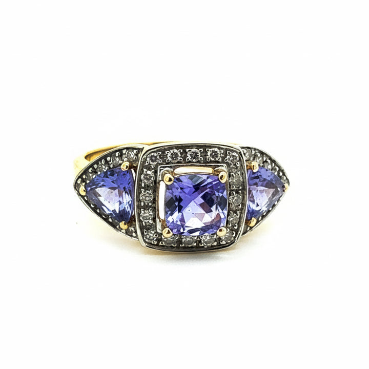 14ct Yellow Gold Tanzanite And Diamond Ring