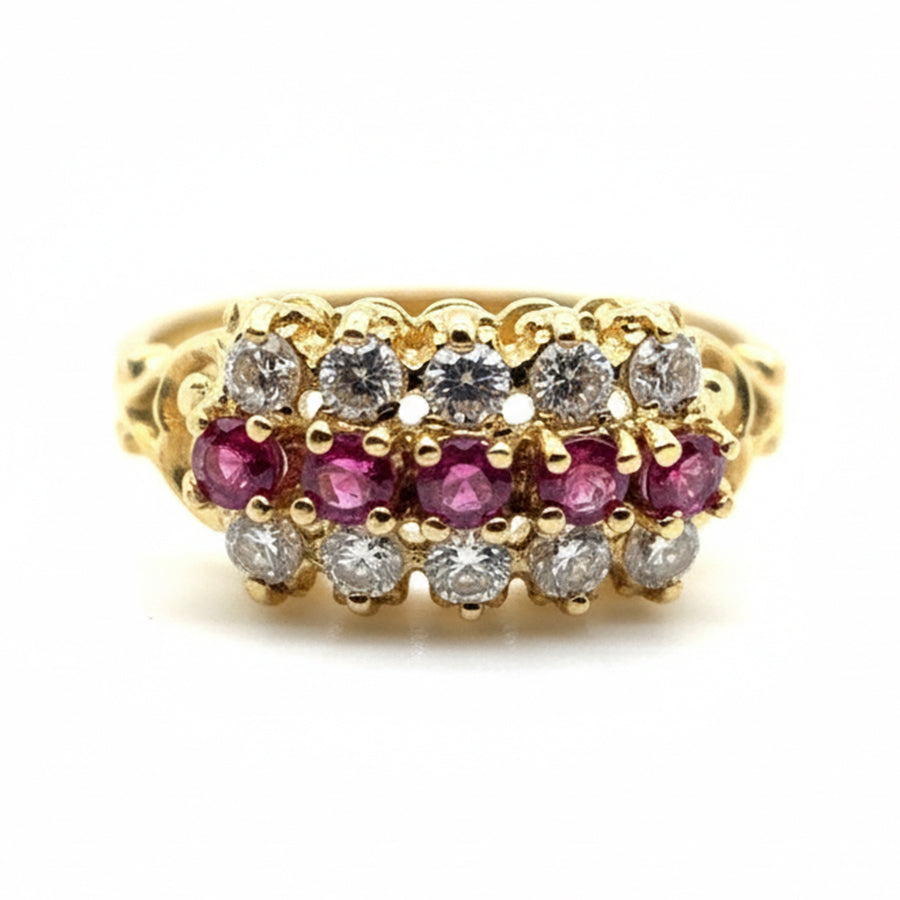 18ct Yellow Gold Ruby and Diamond Ring