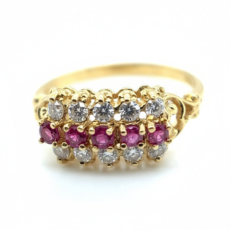 18ct Yellow Gold Ruby and Diamond Ring