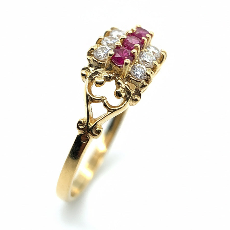 18ct Yellow Gold Ruby and Diamond Ring