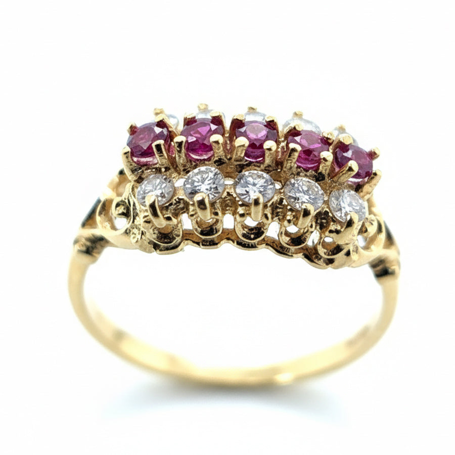 18ct Yellow Gold Ruby and Diamond Ring