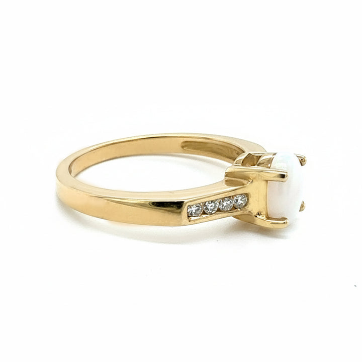 9ct Yellow Gold Opal And Diamond Ring