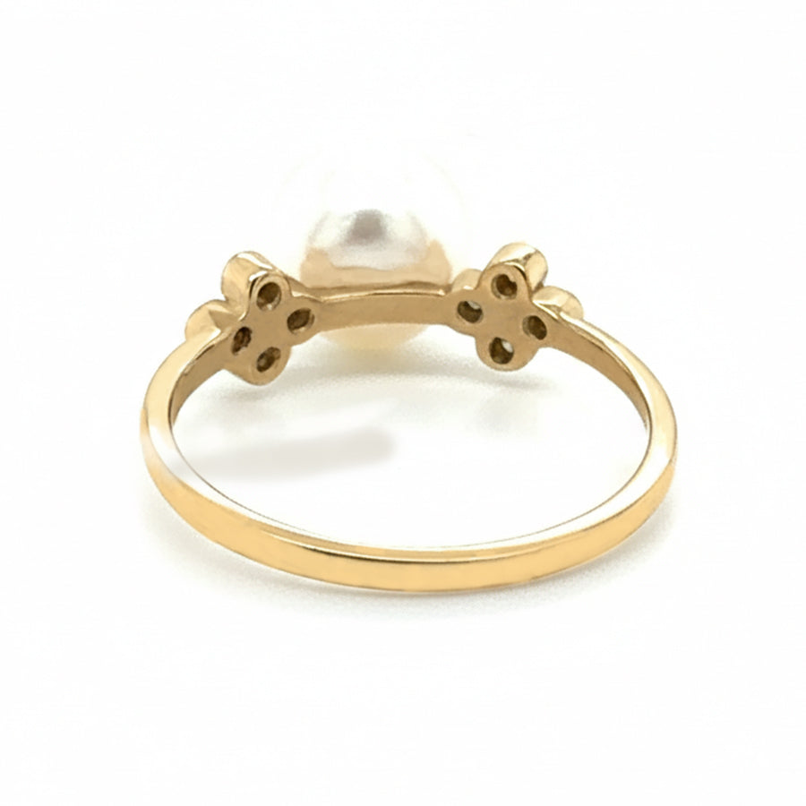 9ct Yellow Gold Pearl And Diamond Ring