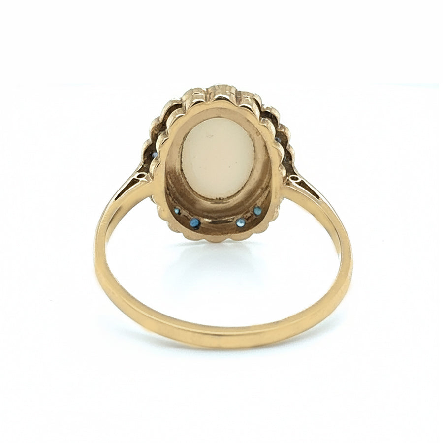 9ct Yellow Gold Opal And Sapphire Cluster Ring
