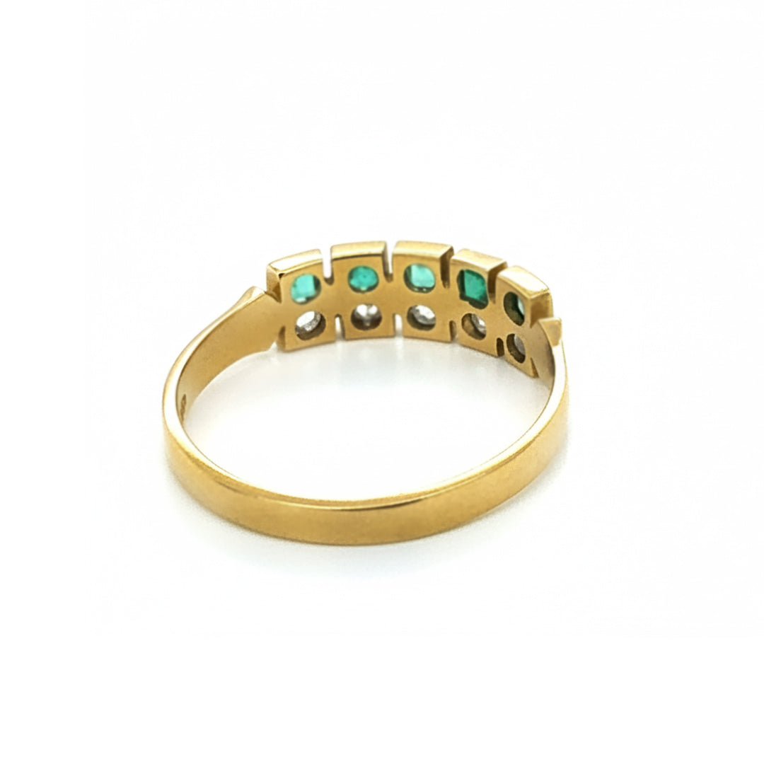 9ct Yellow Gold Emerald And Diamond Ring