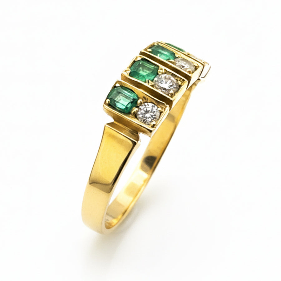 9ct Yellow Gold Emerald And Diamond Ring
