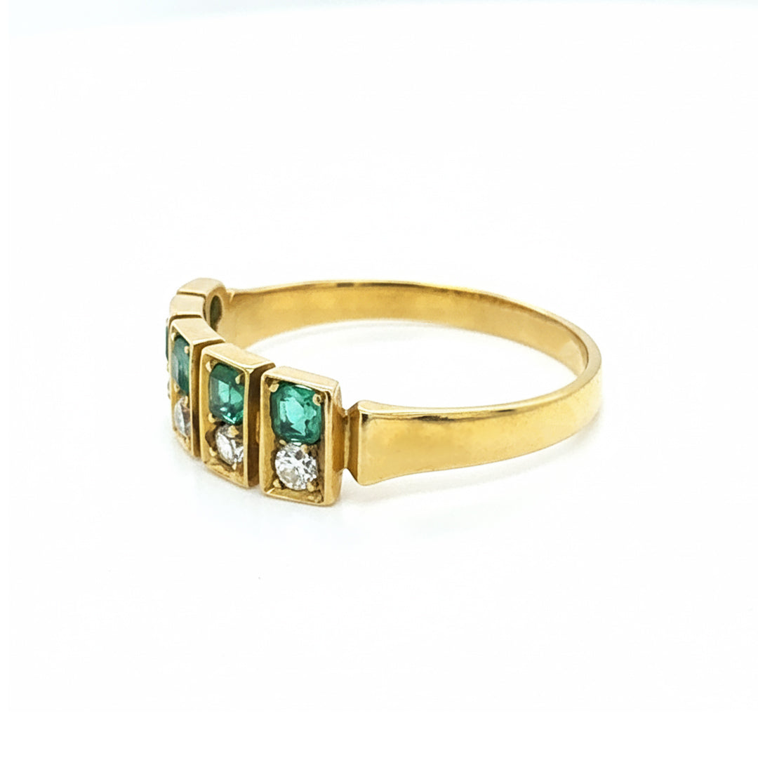 9ct Yellow Gold Emerald And Diamond Ring