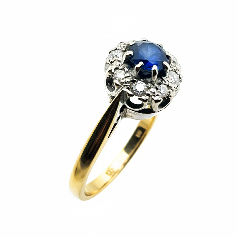 18ct Yellow Gold And Platinum Sapphire And Diamond Ring