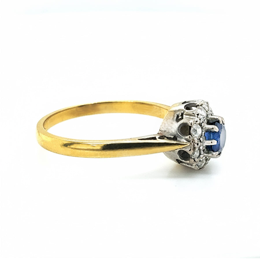 18ct Yellow Gold And Platinum Sapphire And Diamond Ring