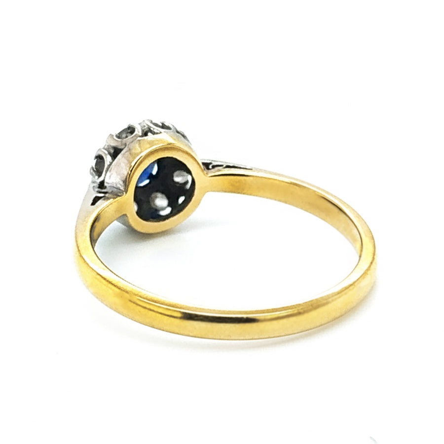 18ct Yellow Gold And Platinum Sapphire And Diamond Ring