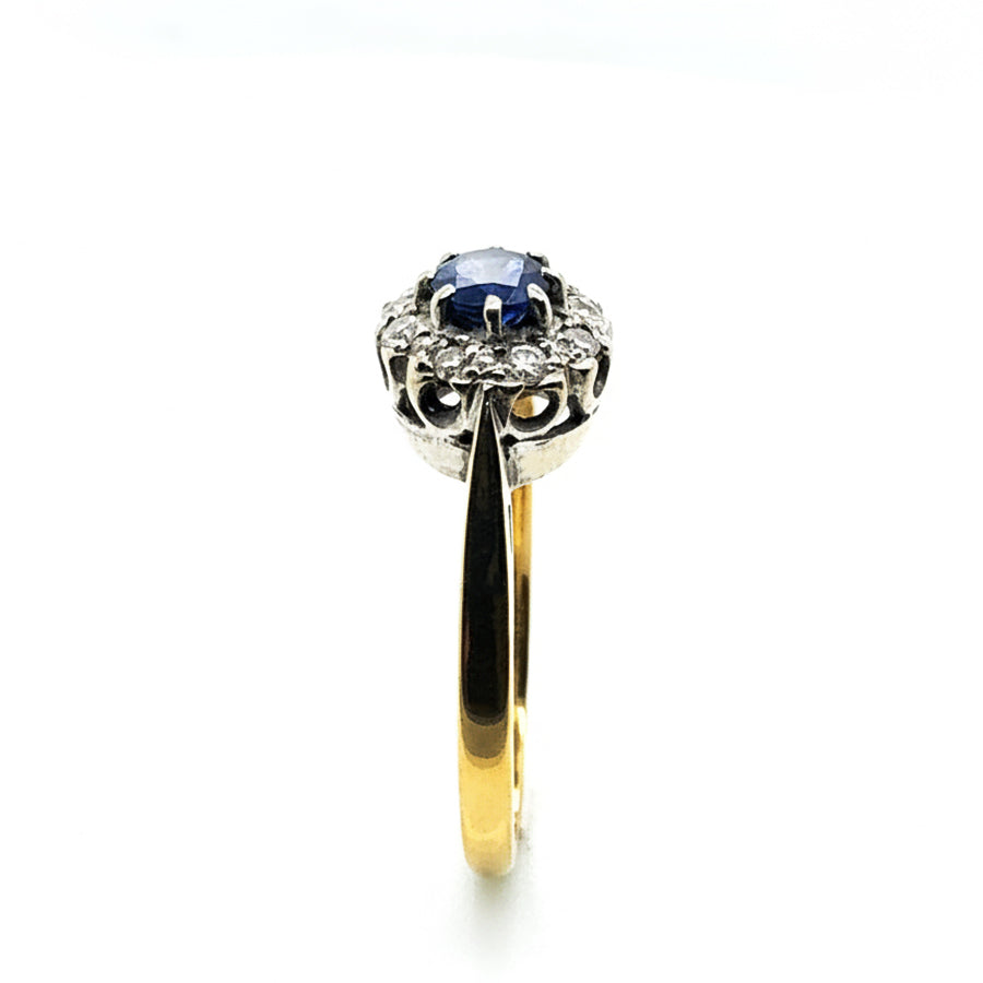 18ct Yellow Gold And Platinum Sapphire And Diamond Ring