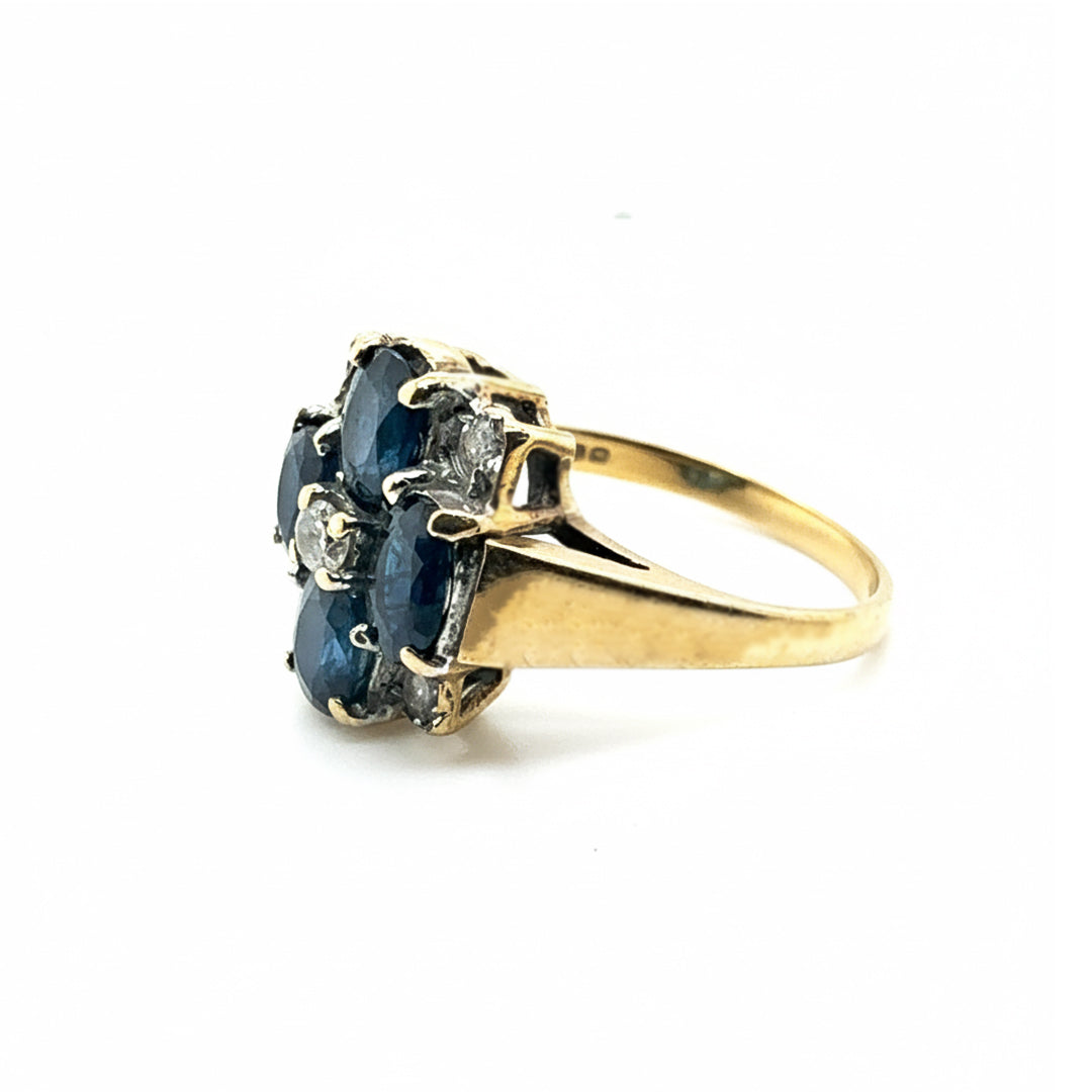 9ct Yellow Gold Sapphire And Diamond Ring
